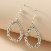 Set de 2 pares de pendientes con colgantes de gota de agua completamente cubiertos de rhinestones, regalo de lujo para mujeres para fiesta