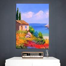 1 Pc Framed Vintage Wildflower Landscape Wall Art Canvas Poster Painting Wall Decor for Bedroom Living Room
