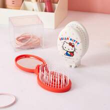 Miniso X 可折叠发刷梳，便携式气垫梳，内置镜子 - 紅色 - 查看 1
