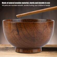 Bol en bois naturel fait à la main pour enfant, récipient pour aliments, vaisselle résistante à la chaleur (11 cm)