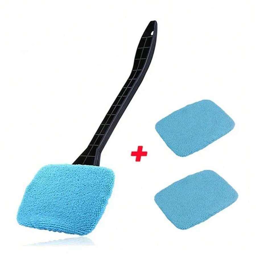 Car Windshield Cleaning Brush Kit Car Window Wiper Home Glass Defogging Dust Towel With Long Handle Cleaner Brush Washing Tool - Blue - View 1
