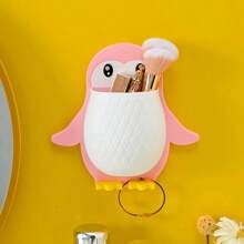 1PC Wall Mounted Toothbrush Rack, Little Penguin Storage Rack Self-Adhesive Tooth Brush Organizer, Toothpaste Holder Shelves Storage Box For Kitchenware Cosmetics