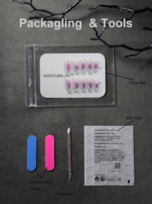 Y2K Elevate Your Style With 10pcs Almond Handmade Elegant Mermaid Romantic Light Purple Boho Full Cover Fake Nails Set Korea Style Gradient Purple Vanity 3d Three-Dimensional Decoration Shell Line Elegant Full Coverage Acrylic Press On Nails Kit For Women And Girls Daily & 1pc Mini Nail File & 1 Sheet Adhesive Tabs