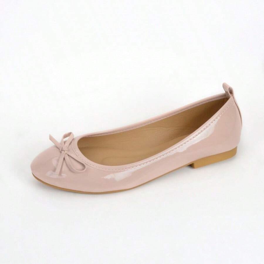 Ballet Style Women's Round Toe Flat Shoes Soft Leather 2024 New Spring Summer Bowknot Casual Red Women's Shoes - 粉色 - 查看 1