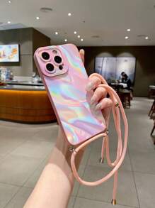 1 件斜跨带极光渐变防摔手机壳，兼容 Apple、/Galaxy、Infinix、Redmi、OPPO、VIVO、Realme 防水防震防刮 - 粉色 - 查看 3