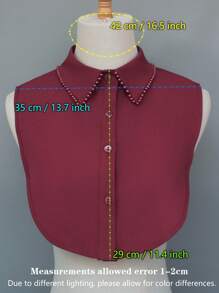1 pezzo Maglia da donna con colletto a fiori decorati con perline, orlo a volant a quadri, adatta come strato base sotto maglioni e Maglietta, per primavera, estate, autunno e inverno - Multicolore - Visualizzare 14