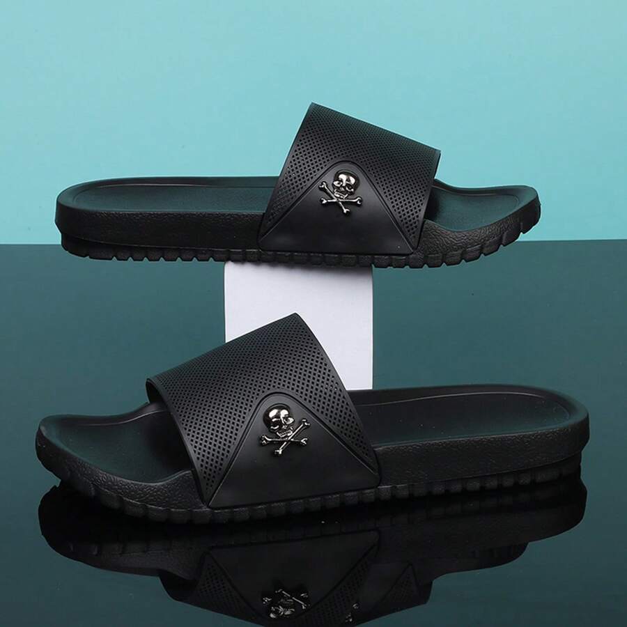 Nowe męskie klapki typu slip-on, antypoślizgowe sandały plażowe do użytku wewnątrz i na zewnątrz
