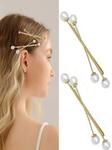 1 pièce/2 pièces/8 pièces Pinces à cheveux simples pour femmes avec design de croix en perle, accessoires de mode, cadeau élégant pour les amis. Pinces à cheveux, barrettes à cheveux, accessoires de cheveux en perle, fournitures scolaires