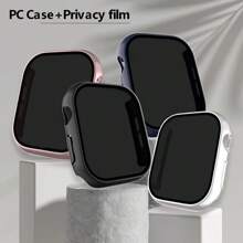 1 件男女款隐私手表壳适用于 40/41/44/45/42/46 毫米防窥超薄玻璃屏幕保护膜轻质保护套保险杠适用于手表系列 10/9/8/7/6/SE/5/4