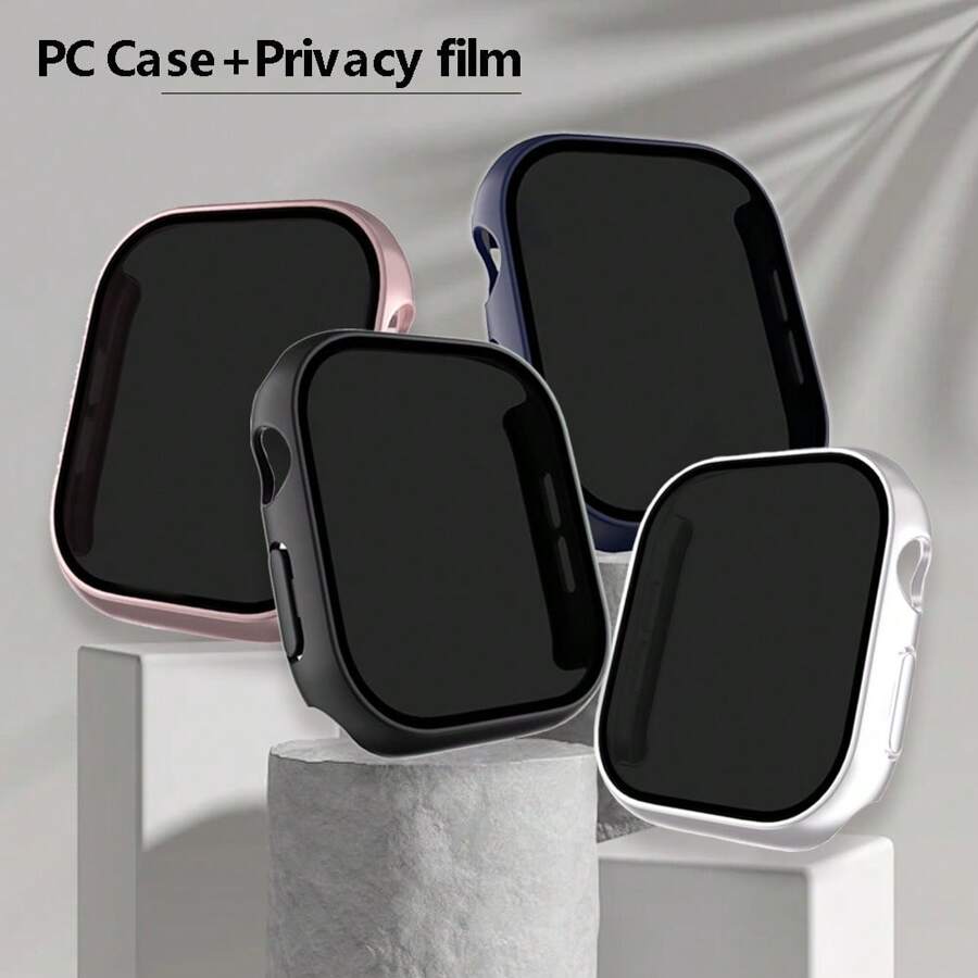 1 件男女款隐私手表壳适用于 40/41/44/45/42/46 毫米防窥超薄玻璃屏幕保护膜轻质保护套保险杠适用于手表系列 10/9/8/7/6/SE/5/4