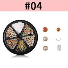 6 Grid 3D Nail Decoration Pendant Alloy Butterfly Shell Seahorse Starfish Pearl Ruby Color Round Beads 3D Metal Pendant Suitable For Nail Art Jewelry Making Technology DIY Nail Charms Nail Gems Nail Supplies