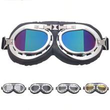 1 Paar Retro Harley Silberrahmen Brillen, Motorradbrille, Fahrradbrille, Retro WWII Brille, Outdoor Sport Windschutzbrille