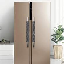 2 件装线条图案冰箱门把手盖，防尘保护套，适用于学校、办公室、家庭、旅行