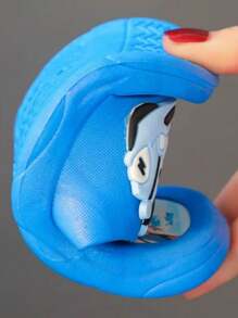 1雙卡通汽車和公主設計防滑防水透氣幼兒女拖鞋，適用於夏季室內外和海灘穿著 - 藍色 - 查看 8