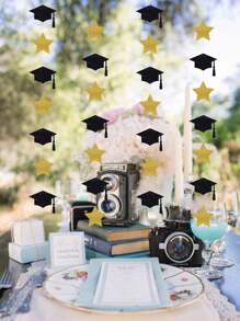 Decoración de fondo de arte de café para la temporada de graduación, telón de fondo para la ceremonia de fiesta de graduación - Multicolor - Ver 1