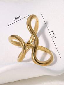 Smooth Shape Line Design Sense Index Ring Personalized Exaggerated Simple Minimalist Style Stainless Steel Open Ring