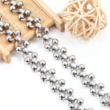 1m/39.37 Inch High-Quality Stainless Steel Decorative Double Circle Chain, Suitable For DIY Jewelry Making, Personalized Necklaces, Bracelets, Bag Chains, Clothing Accessories, Finding Components, Craft Supplies - Fancy Double Bead Necklace - View 5