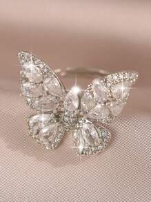 jealous young 1pc Luxury Butterfly Zirconia Openable Women Party Ring With CZ Zirconia Luxry Jewelry Gift