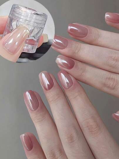 0,5g/Caja Polvo cromado perlado de rosquilla glaseada 1 pieza Polvo de uñas cromado transparente Aurora