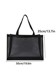 1pc Customized Mesh Tote Bag Your Own Design,Personalized Design (Name,Logo,Text) Foldable Large Capacity Lightweight Stylish Personalized Tote Bag Shoulder Bag Casual Shopping Bag Tote Bags Initial Classic Present Bag Personalized For Wedding Birthday Beach Holiday