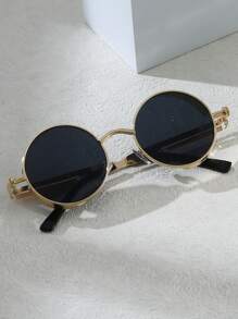 Ochelari de soare vintage în stil Steampunk - ramă metalică, lentile oglindite, potriviți pentru sport și condus, pentru vacanță de vară la plajă, în aer liber, călătorii