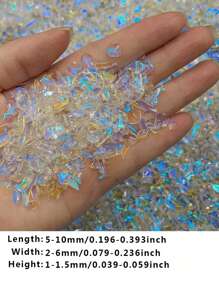 100PCS Mixed Shape Aurora Glass Crystal Nail Art Rhinestone Nail Gem Rainbow Flat Back Rhinestone Used For 3D DIY Nail Art Crafts Jewelry Decoration