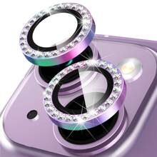 Multi-Color Camera Lens Tempered Glass Protector, Rhinestone Bling Bling, Fashion & Premium, Perfect Compatible With IPhone 16 15 14 13 12 Pro Max Plus Mini Tempered Glass Camera Lens Protector