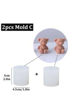 Molde de silicona con forma de 2 osos, molde 3D de oso de dibujos animados lindo, para hacer velas, jabón, aromaterapia, yeso, resina, manualidades, regalos de cumpleaños, decoración de dormitorio, regalos de boda