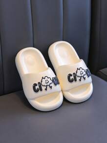 Pantuflas tipo slip-on con diseño de nube para niños, patrón blanco lindo, suela antideslizante suave y liviana, sandalias casuales de moda unisex para interiores/exteriores para niños pequeños y niños