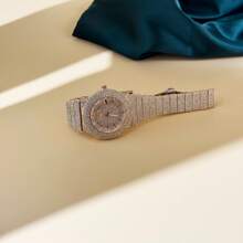DAYAND NIGHT [DAYAND NIGHT] Luxury Women Gold Color Fully Rhinestone Encrusted Watch, Suitable For Parties, Galas Or Daily Wear. Perfect Gift For Valentine's Day, Anniversary Or Birthday