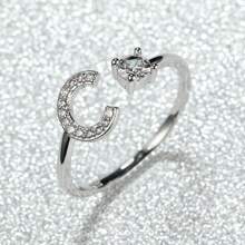 1pc Elegant 26 Letter Adjustable Open Ring, Suitable For Women, Memorial Ring, Basic Ring, Gift For Mother's Day And Christmas