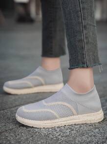 Unisex Comfortable Breathable Mesh Soft Bottom Splicing Casual Sport Shoes, Simple & Versatile Walk Shoes For Couple