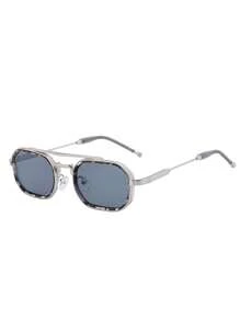 1pc New Retro European And American Square Double-Beam Small Frame Glasses, Casual Party Street Elegant High-Grade Fashion Glasses, Suitable For Daily Wear And Outdoor Activities