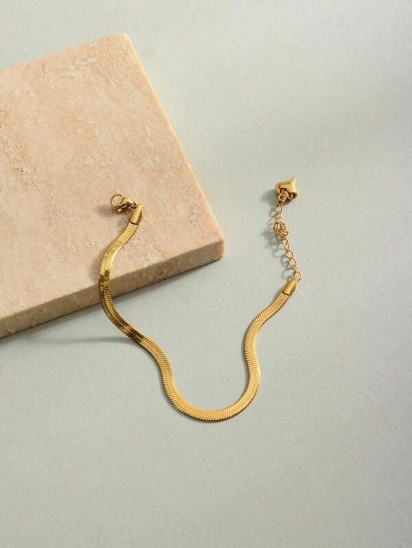 1 pieza Brazalete accesorio con campana con forma de corazón de cadena plana de acero inoxidable dorado, regalo para San Valentín, mamá, madre, Día de la Madre