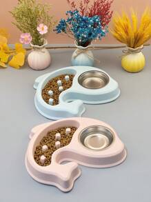 Tigela de comida e água para cães/gatos 2 em 1 de aço inoxidável anti-engolir, ideal para animais de estimação