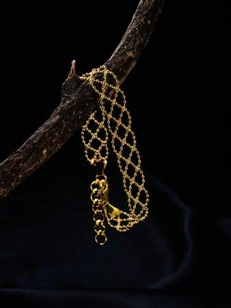 1 件简约蕾丝编织手链网络宽手链，优雅设计适合婚礼、派对、晚宴、送给女朋友/爱人的珠宝礼物