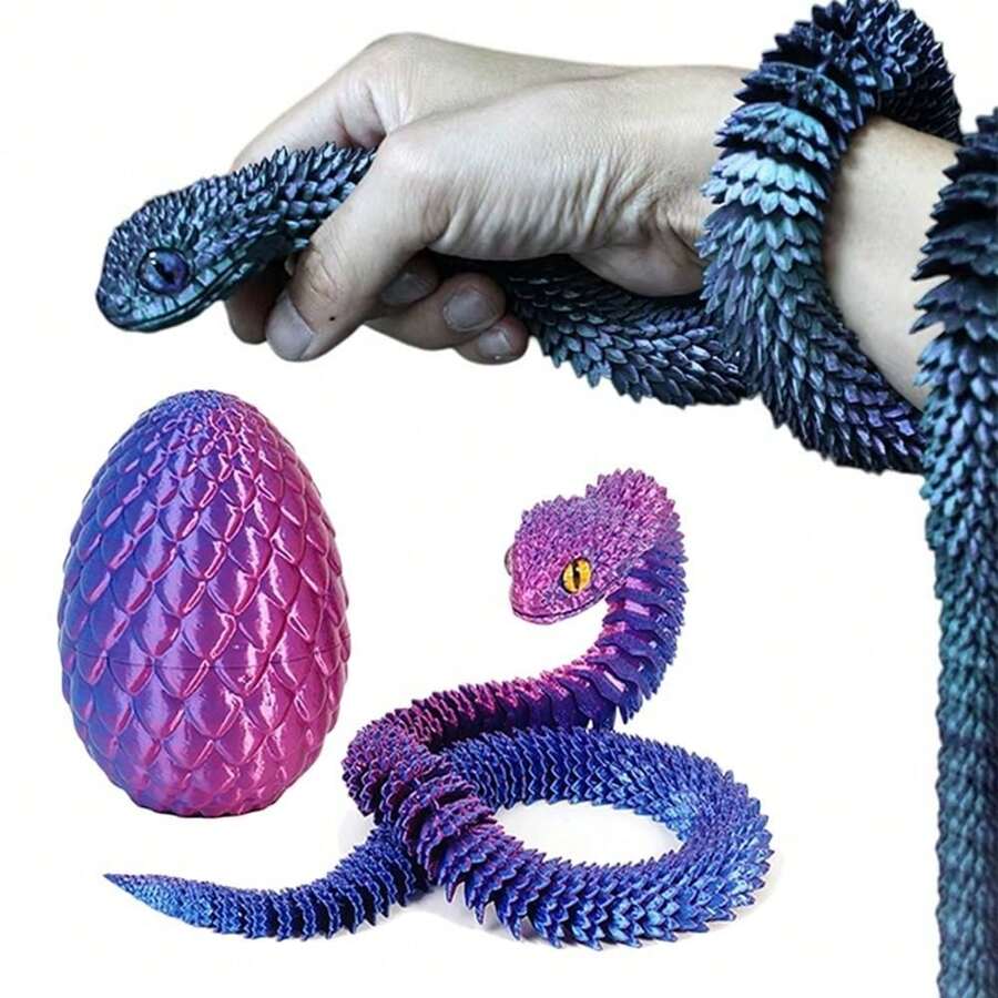 3D Printed Articulated Snake Egg Set Rotatable Movable Joints Crystal ...
