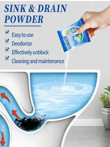 Polvo desbloqueador de drenajes - Desodoriza, desatasca, limpia y mantiene de manera efectiva los drenajes y lavabos de la cocina, inodoro y baño