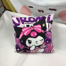 Sanrio 1 Federa per cuscino Sanrio Kuromi e Hello Kitty, federa per cuscino da divano con motivo cartoni animati anime minimalista, con toni eleganti viola per un'atmosfera misteriosa, in tessuto morbido, removibile e lavabile, adatta per divano, auto, camera da letto, soggiorno, dimensione: 40x40cm, 45x45cm, 50x50cm, stampa unilaterale (inserto per cuscino non incluso)