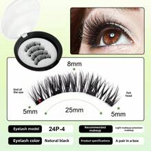 1 par de set de pestañas postizas magnéticas, pestañas magnéticas naturales simuladas impermeables, pestañas magnéticas sin pegamento, una herramienta de maquillaje indispensable para viajar