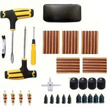 包含 29/48 件汽车轮胎修理套件、应急轮胎修理套件、补片和胶水搅拌器 - 易于使用的应急轮胎修理套件