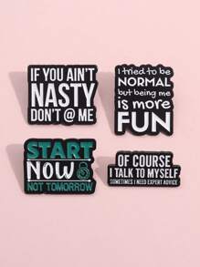 1pc Motivational English Slogan Decor Accessories, Brooch, Minimalist Creative Inspiring Quote Versatile Fashion Ornament