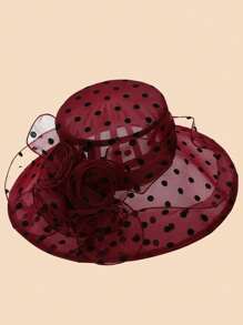 1pc Women's Simple Casual Elegant Fashion Polka Dot Bow Decor Breathable Outdoor, Formal Occasions, Daily Wear Bucket Hat - Fisherman's Hat - View 7