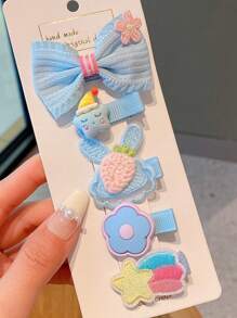 5pcs Kids Princess Bowknot Hair Clips, Cute & Elegant Hair Accessories For Little Girls