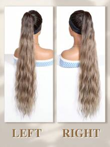 Hair Extensions Claw Ponytail Extension Ombre Brown Hair Extensions Curly Hair Extensions Wavy Hair Extensions Heat Resistant Ponytail Fake Hair For Women Daily Party 28Inch