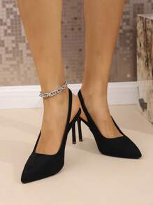 女士春夏封闭式鞋头绑带网面细高跟凉鞋，乳白色