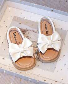 女童凉鞋公主鞋夏季新款软底松紧带时尚沙滩人字拖儿童 - 米色 - 查看 4