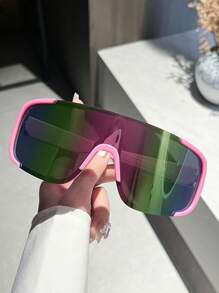1 Pair Wrap Around Frame Tinted Sunglasses, Pink Color, UV Protection, Suitable For Beach, Travel, Vacation, Driving, Sports, Fishing, Outfits, Party, Festivals, Streetwear, Outdoor Activities For Summer Beach Vacation,Outdoor,Travel