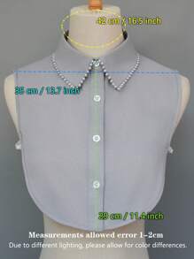 1 pezzo Maglia da donna con colletto a fiori decorati con perline, orlo a volant a quadri, adatta come strato base sotto maglioni e Maglietta, per primavera, estate, autunno e inverno - Multicolore - Visualizzare 15