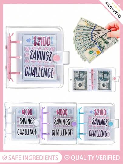 25个可替换内芯活页夹，大号，1000美元，全新可重复使用预算本，带现金信封，哑光封面，现金管理，现金储蓄挑战笔记本，活页夹收纳包，旅行收纳袋，化妆包，度假计划本，大容量化妆包，化妆刷，护肤品，手机，硬币，小物件，家居，礼品，假日及度假多用途